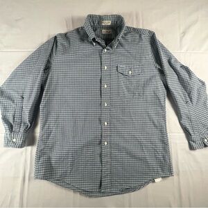L.L.Bean Vintage Button Down  Men’s Green Blue Plaid Long Sleeve USA Made Lg